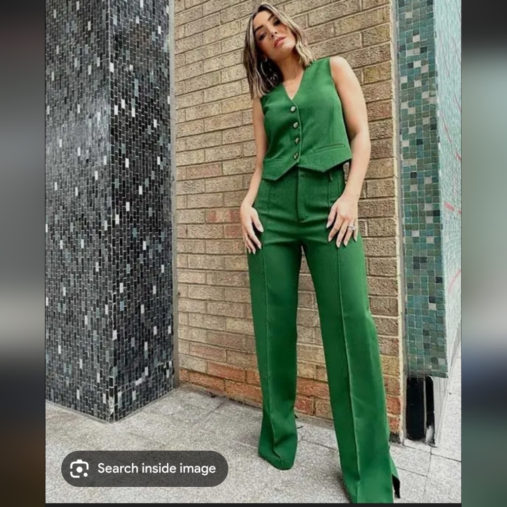 MNG (Mango) Green Women's Tailored Vest & Pants Set - Picture 14 of 14